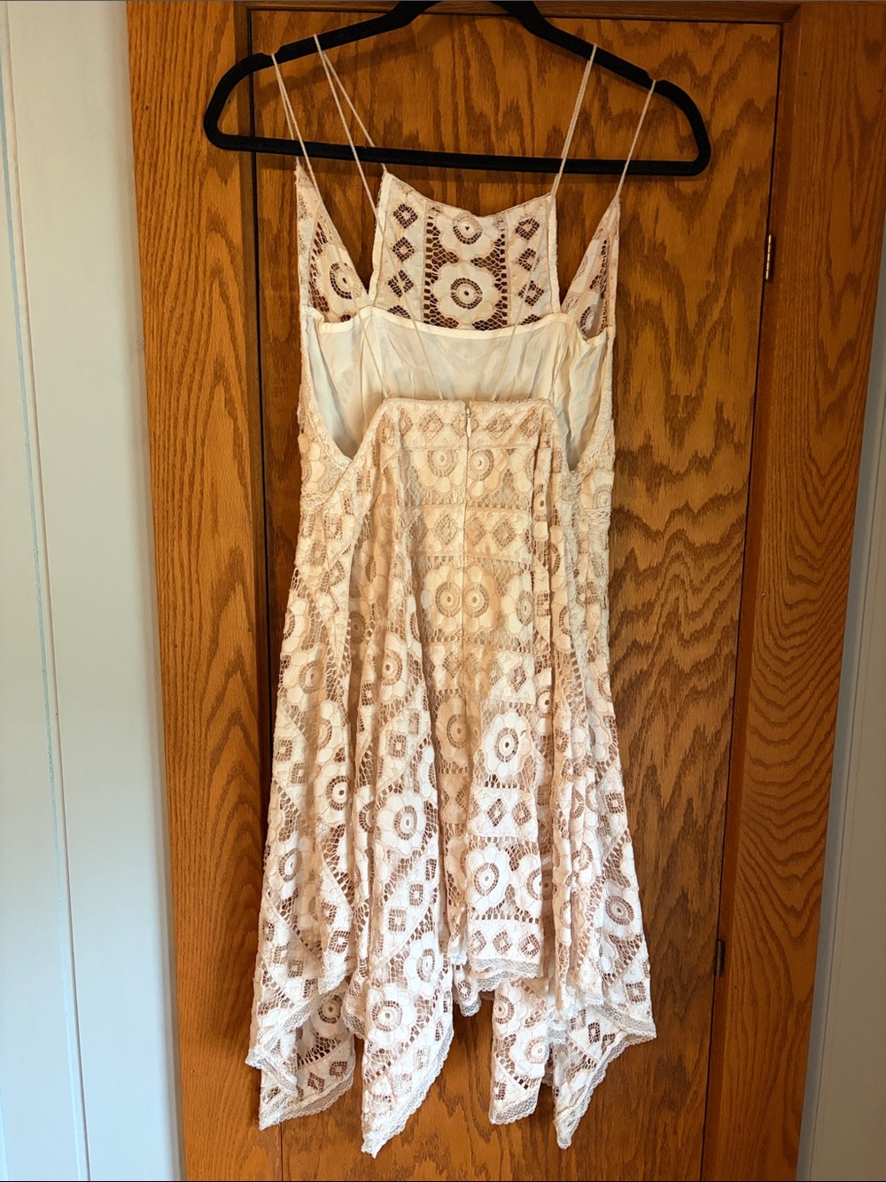 Free People Cream Lace Midi Dress with Spaghetti Straps - Picture 4 of 6